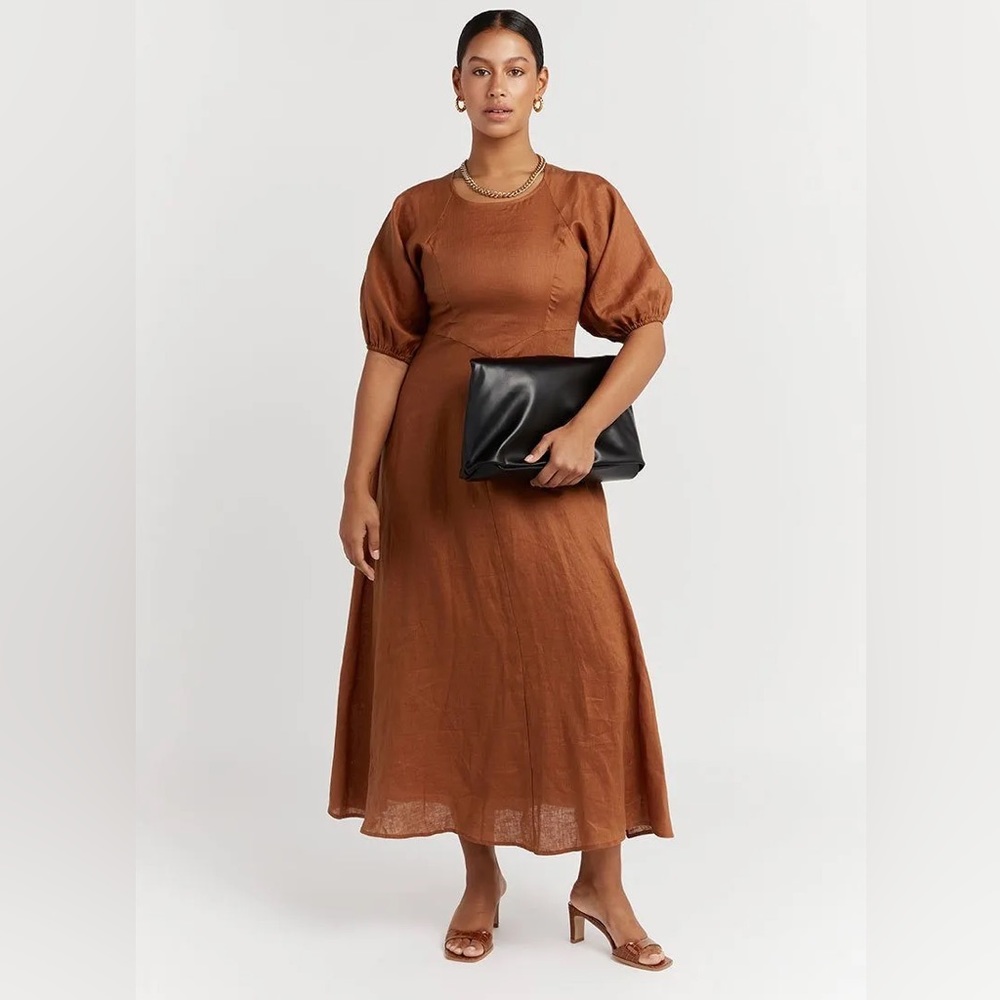 AZZURA SPICE LINEN MIDI DRESS - Picture 3 of 3